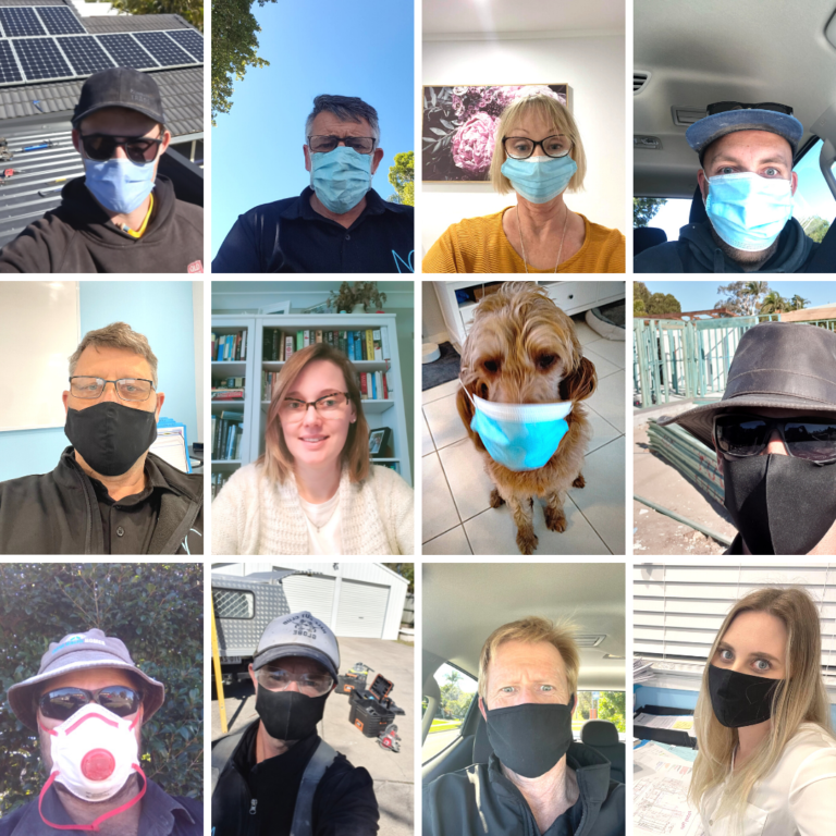 Collage of all NC workers wearing face masks during covid restrictions